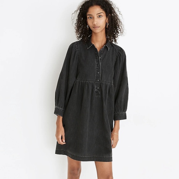 Madewell Dresses & Skirts - Madewell Denim Babydoll Shirtdress in Washed Black Size XS